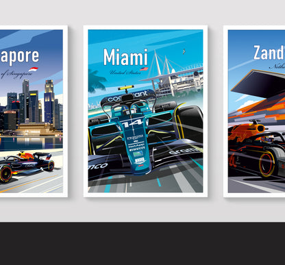Miami F1 poster – Aston Martin Alonso wall art second angle