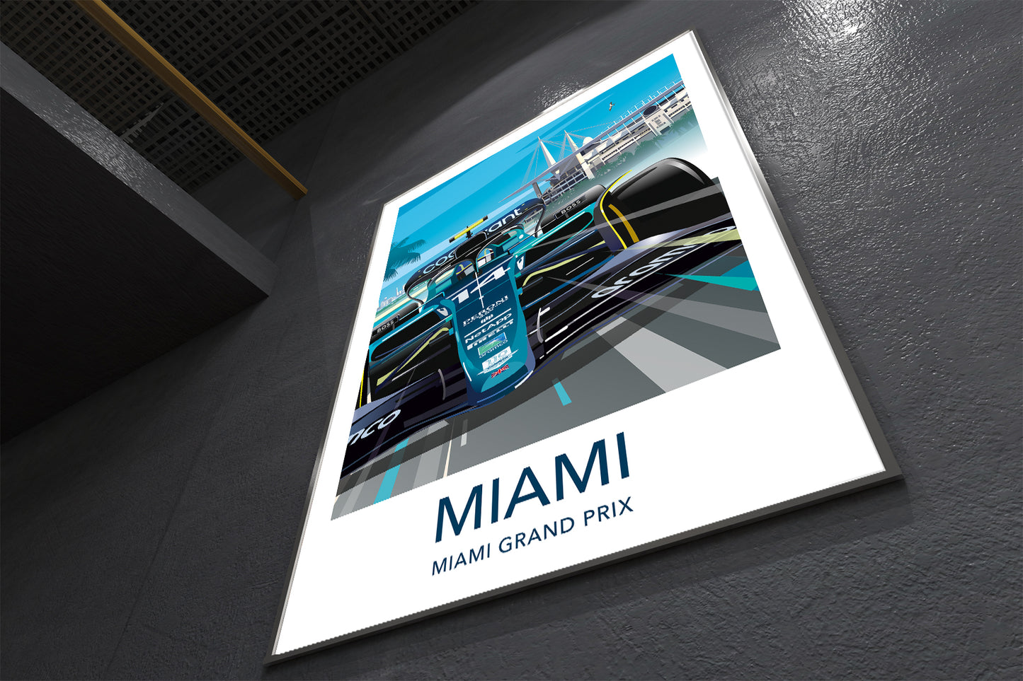 Miami Formula 1 Aston Martin Alonso print poster – motorsport wall art