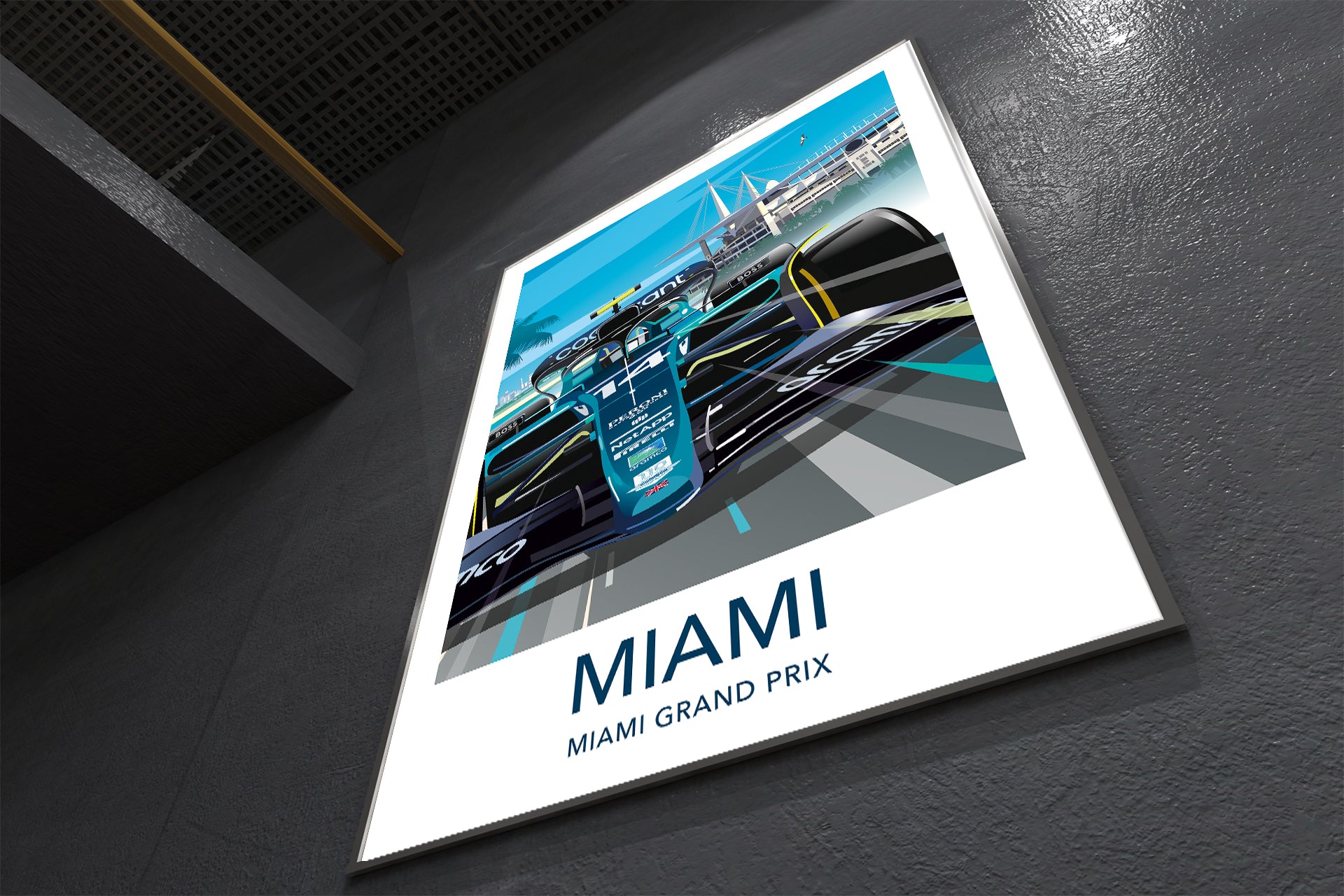 Miami Formula 1 Aston Martin Alonso print poster – motorsport wall art