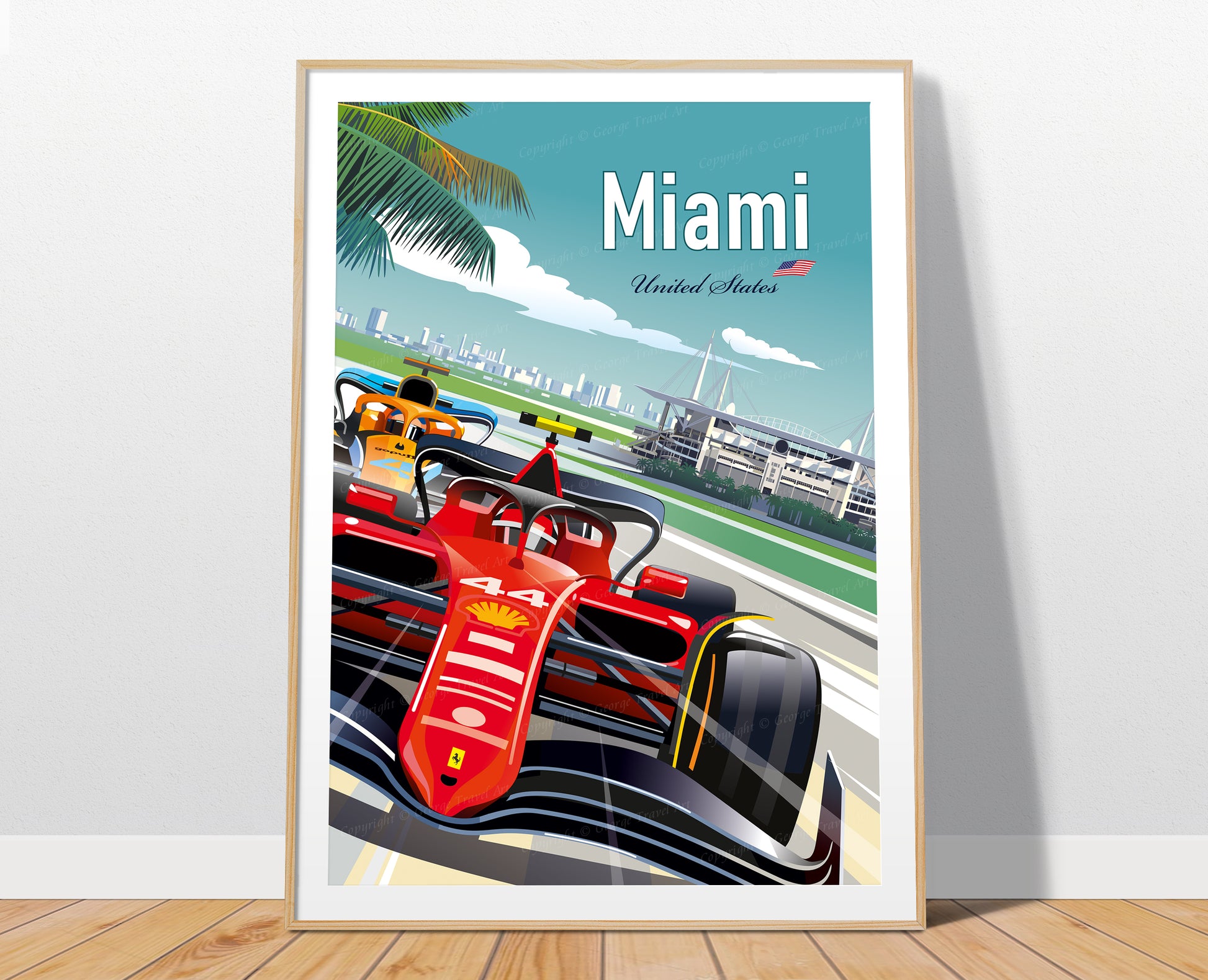 Miami F1 poster print – Ferrari Miami Grand Prix wall art