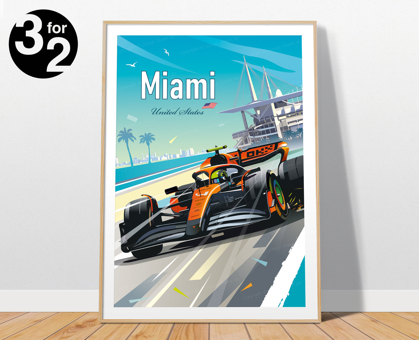 Miami Lando Norris F1 poster – McLaren Formula 1 vibrant wall art print