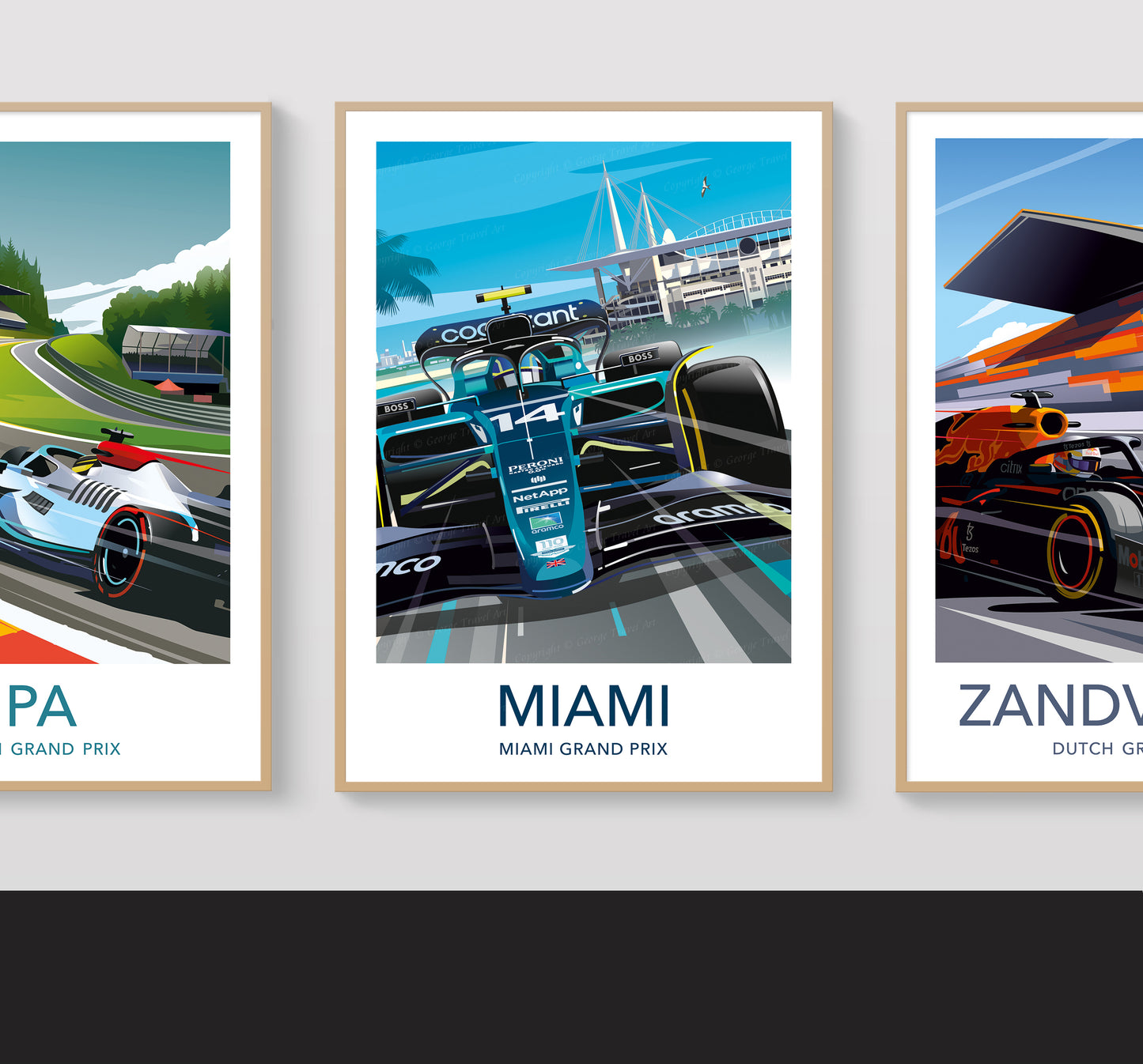 Miami F1 poster – Aston Martin Alonso wall art second angle