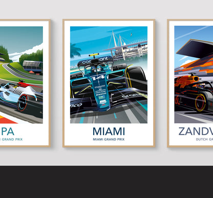 Miami F1 poster – Aston Martin Alonso wall art second angle