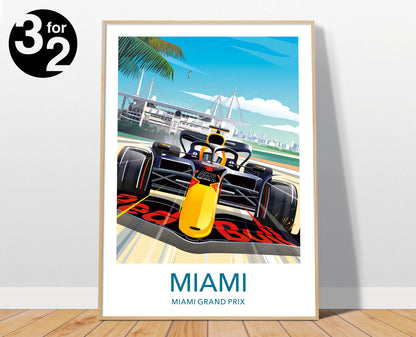 Miami Red Bull F1 Print / Formula1 Poster / F1 Wall Art / F1 Miami Circuit / F1 Gift