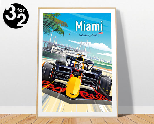 Miami Red Bull F1 Poster / Formula1 Print / F1 Miami Circuit