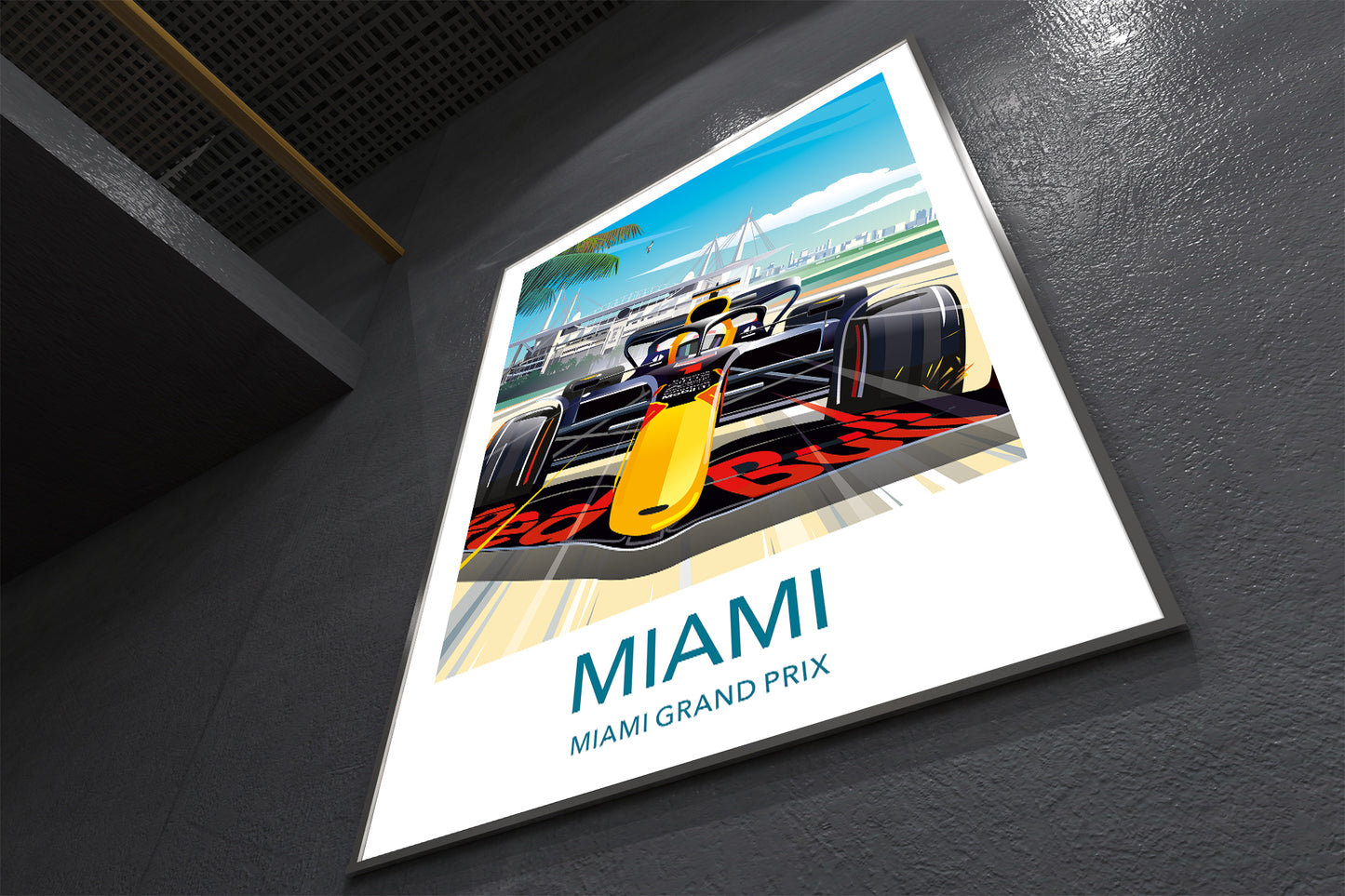 Miami Red Bull Formula 1 poster print featuring Red Bull at Miami Grand Prix circuit