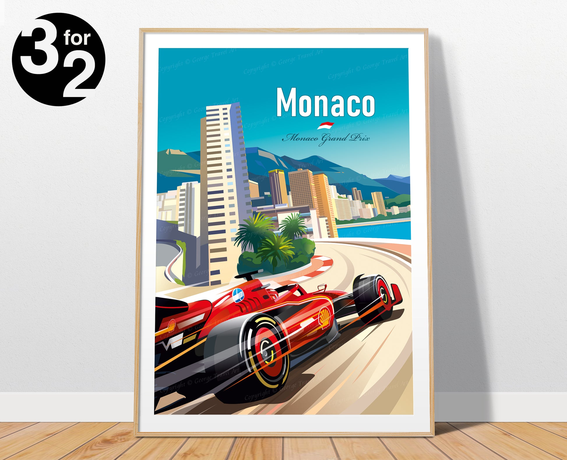 Charles Leclerc Monaco Ferrari F1 poster – Formula 1 motorsport wall art print