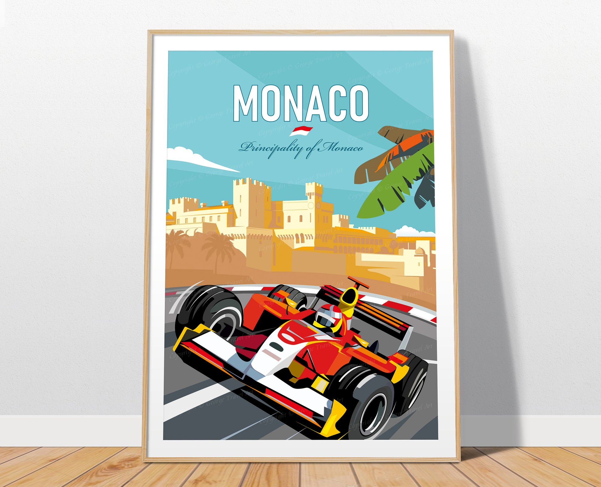 Monaco F1 vintage poster print – Schumacher Circuit de Monaco wall art