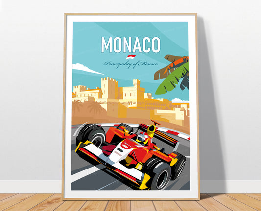 Monaco F1 vintage poster print – Schumacher Circuit de Monaco wall art