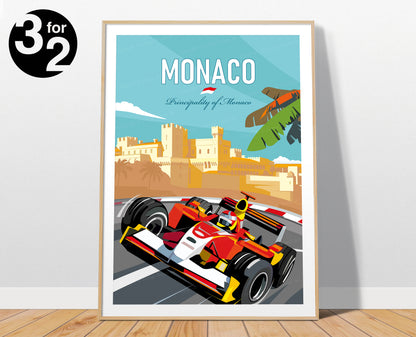 Monaco F1 poster / Formula1 Vintage Poster / Michael Schumacher Print