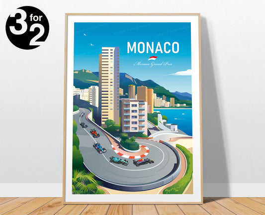Monaco F1 poster / Monaco Art Print / Formula1 Vintage Poster