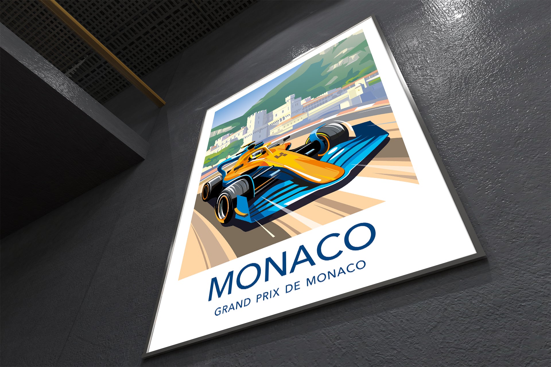 Monaco Formula 1 poster featuring McLaren at Monaco Grand Prix circuit – wall art print