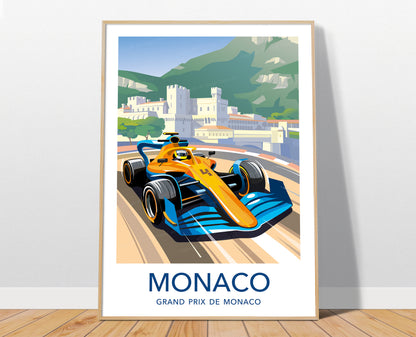 Monaco F1 poster print – McLaren Lando Norris wall art