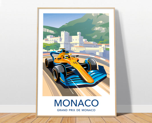 Monaco F1 poster print – McLaren Lando Norris wall art