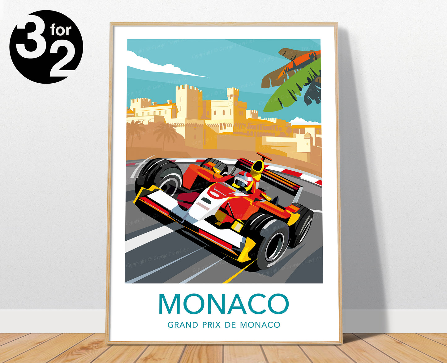 Monaco F1 poster / Formula1 Vintage Poster / Michael Schumacher / F1 Wall Art