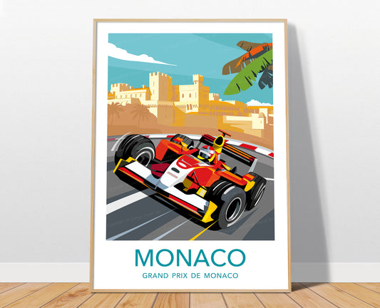 Monaco F1 vintage poster print – Michael Schumacher wall art