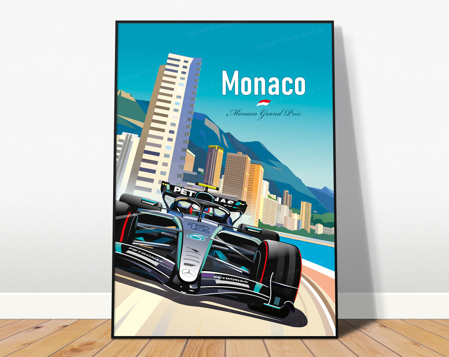 Kimi Antonelli Monaco 2026 Poster – Mercedes F1 Wall Art