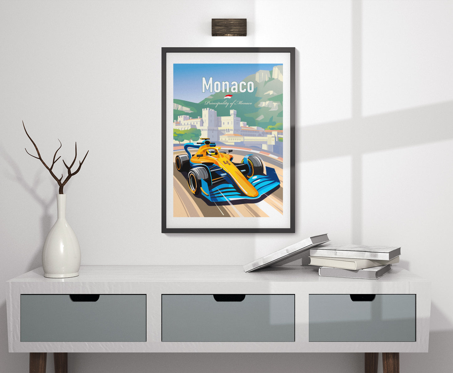 Monaco F1 poster featuring McLaren at Circuit de Monaco – motorsport wall art