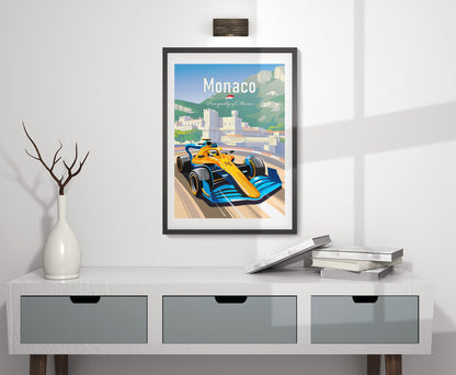 Monaco F1 poster featuring McLaren at Circuit de Monaco – motorsport wall art