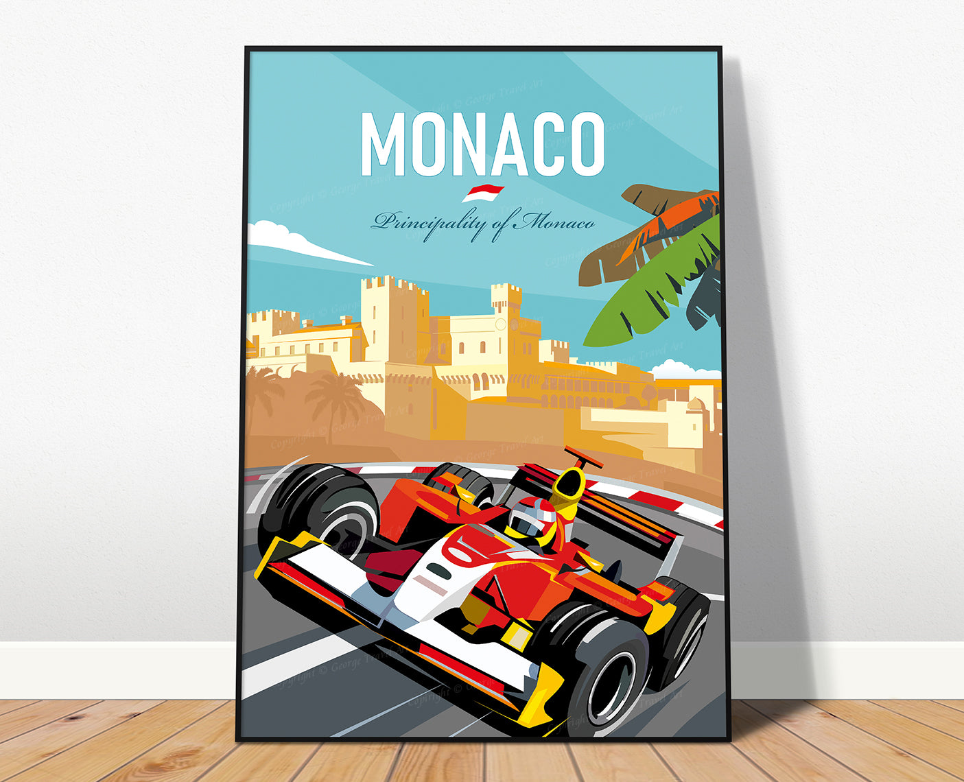 Monaco Formula poster featuring vintage Schumacher at Monte Carlo circuit