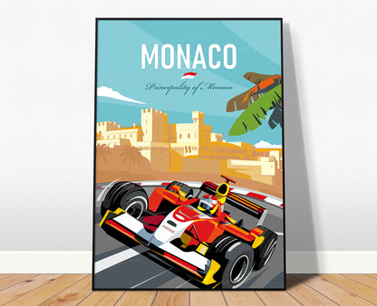Monaco Formula poster featuring vintage Schumacher at Monte Carlo circuit
