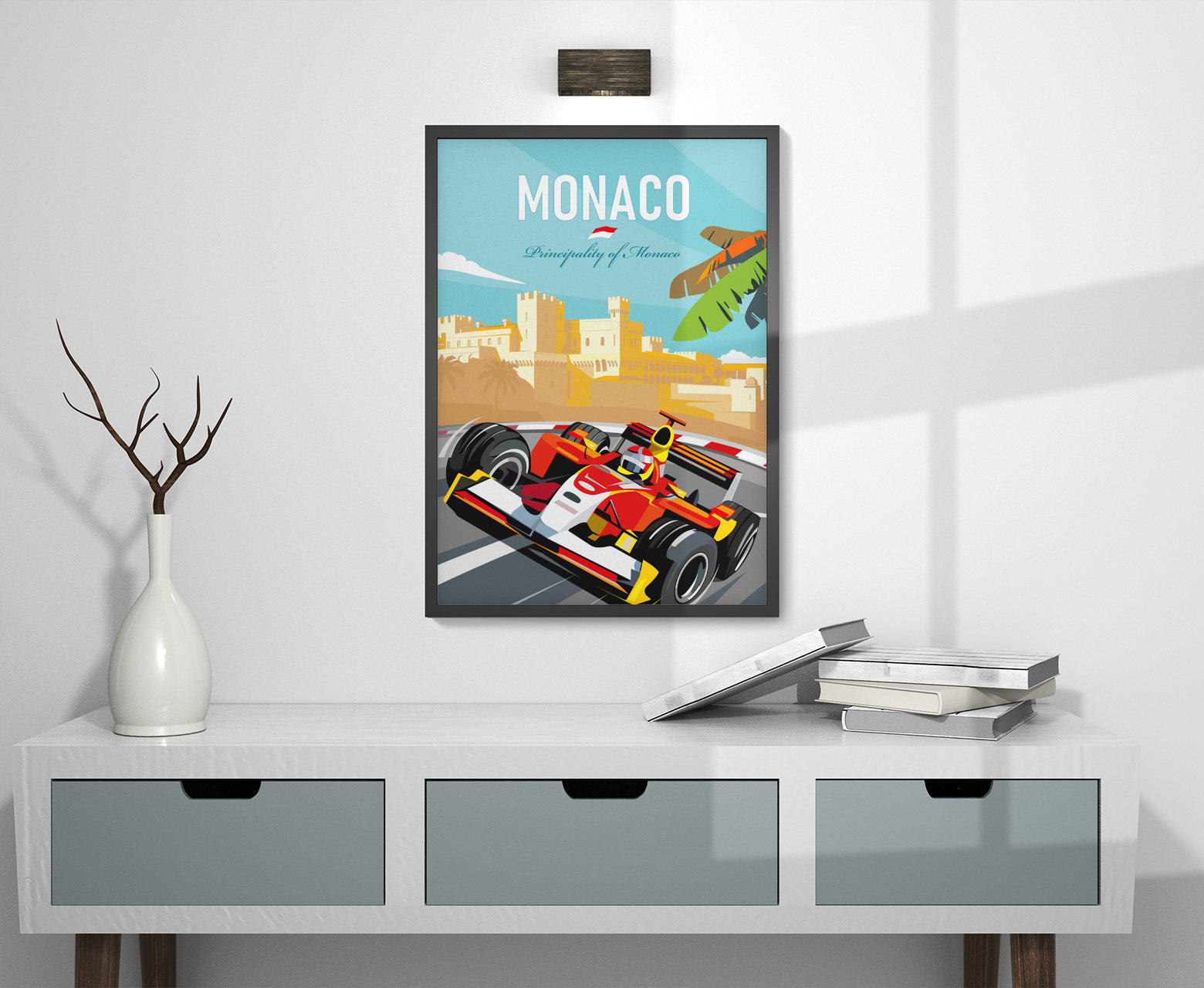 Monaco Formula 1 vintage wall decor featuring Schumacher at Circuit de Monaco