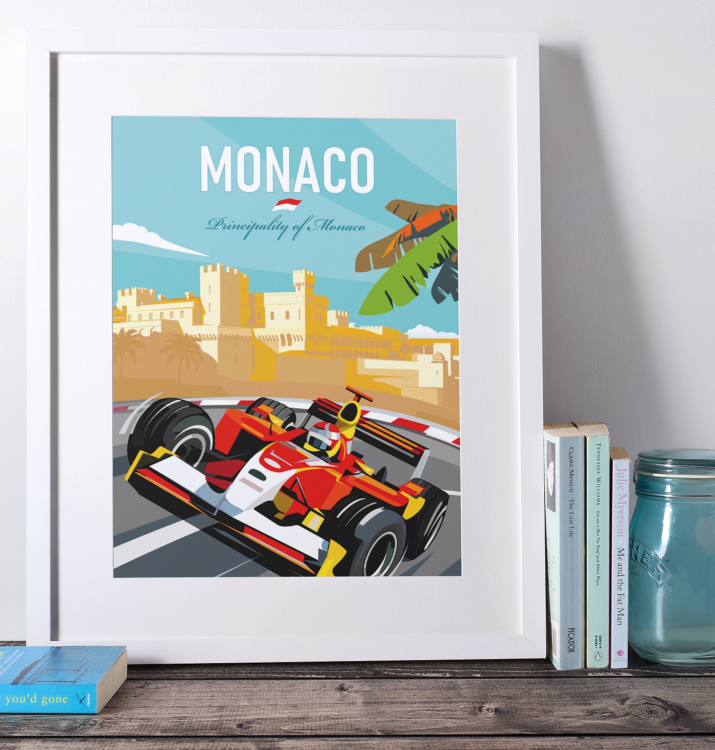 Monaco F1 vintage poster featuring Michael Schumacher – Formula 1 wall art