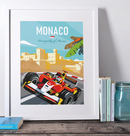Monaco F1 vintage poster featuring Michael Schumacher – Formula 1 wall art