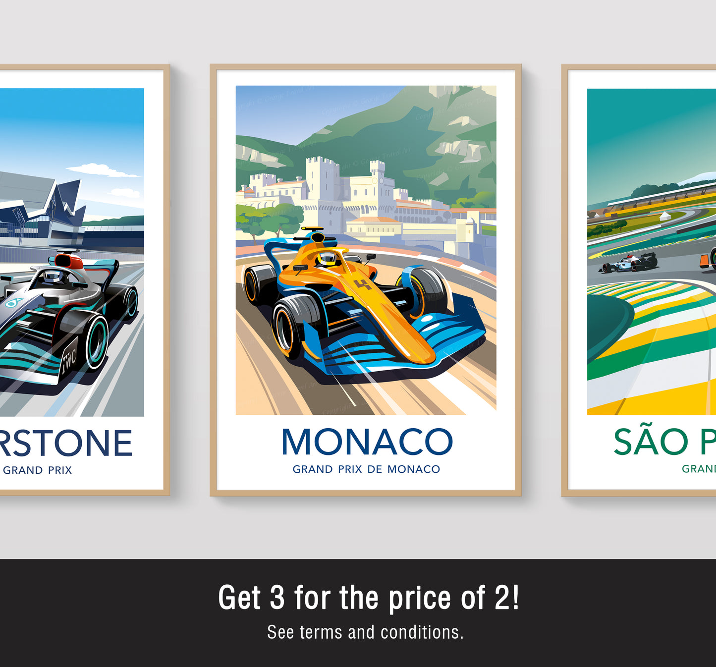 Monaco F1 print poster featuring McLaren Formula 1 car at Grand Prix circuit