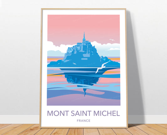 Mont-Saint-Michel travel poster print – France Normandy wall art