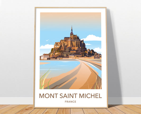 Mont-Saint-Michel travel poster print – Normandy France wall art