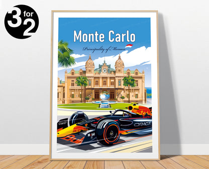 Monte Carlo F1 Poster / Monaco Formula1 Print / Red Bull F1 Print