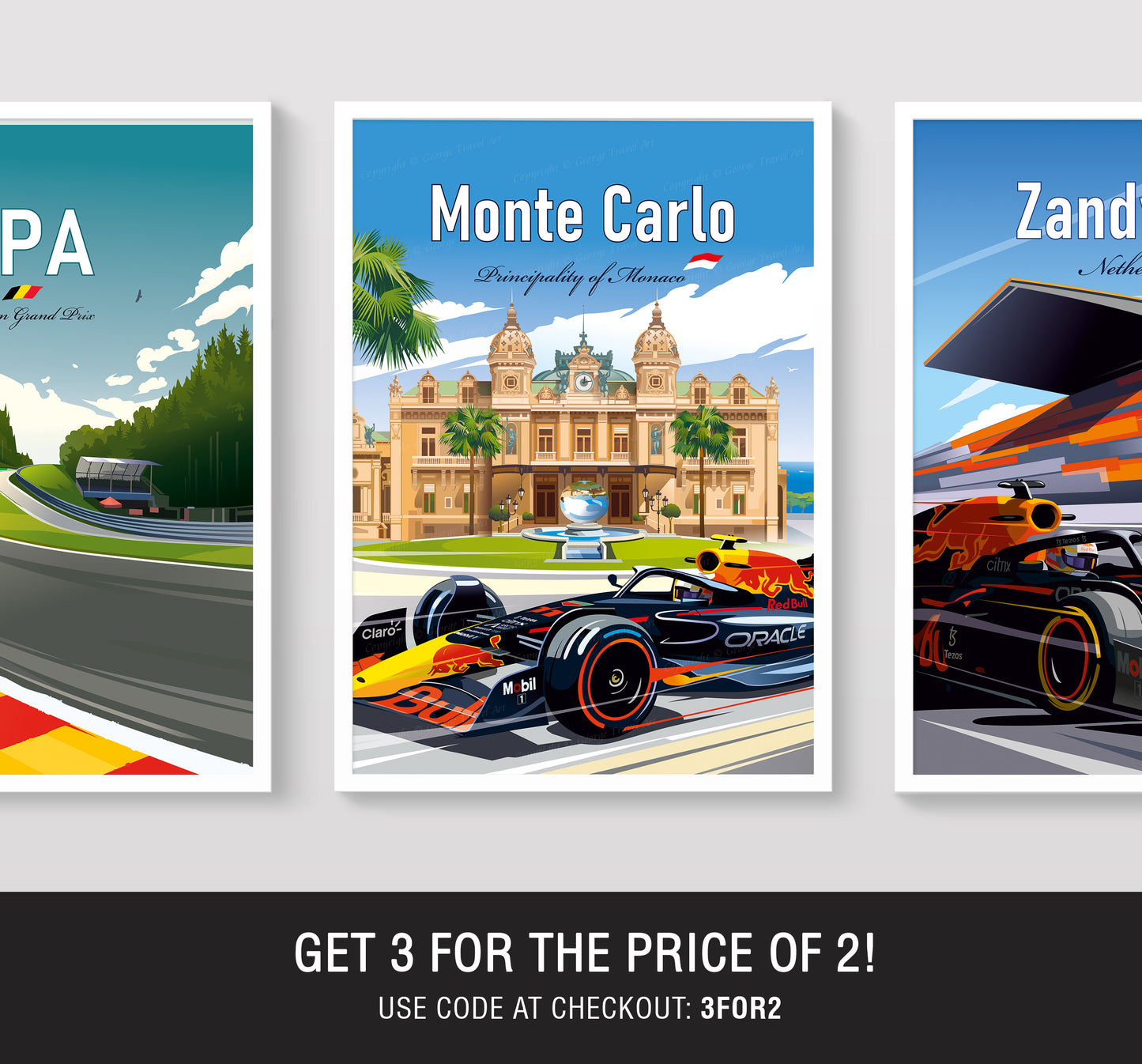 Monte Carlo Monaco Formula 1 poster featuring Red Bull at Monaco Grand Prix – wall art print