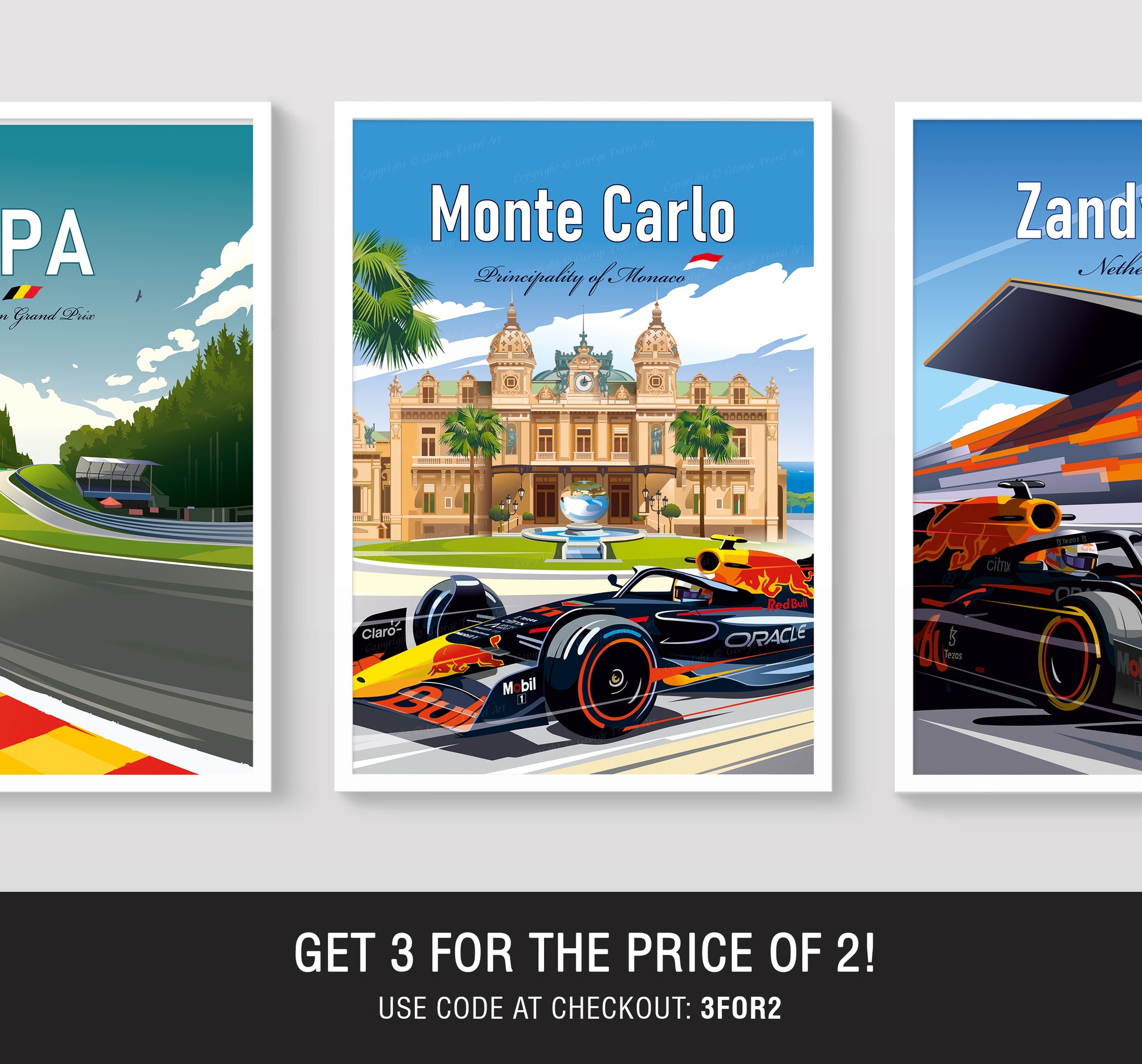 Monte Carlo Monaco Formula 1 poster featuring Red Bull at Monaco Grand Prix – wall art print