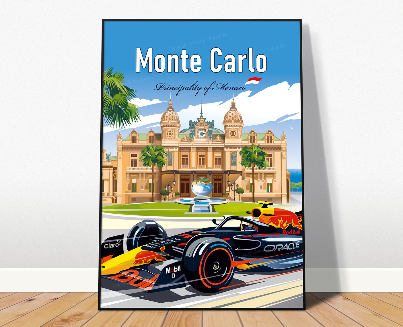 Monte Carlo Monaco F1 poster vertical format featuring Red Bull at Circuit de Monaco