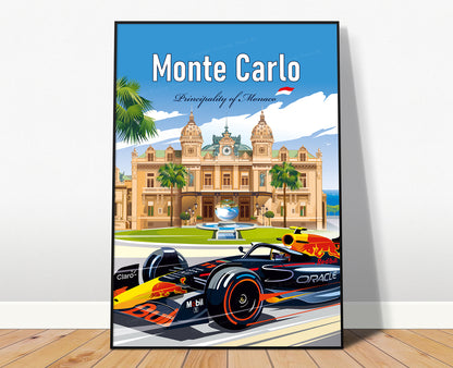 Monte Carlo Monaco F1 poster vertical format featuring Red Bull at Circuit de Monaco