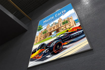 Monte Carlo Formula 1 poster print featuring Red Bull at Monaco street circuit