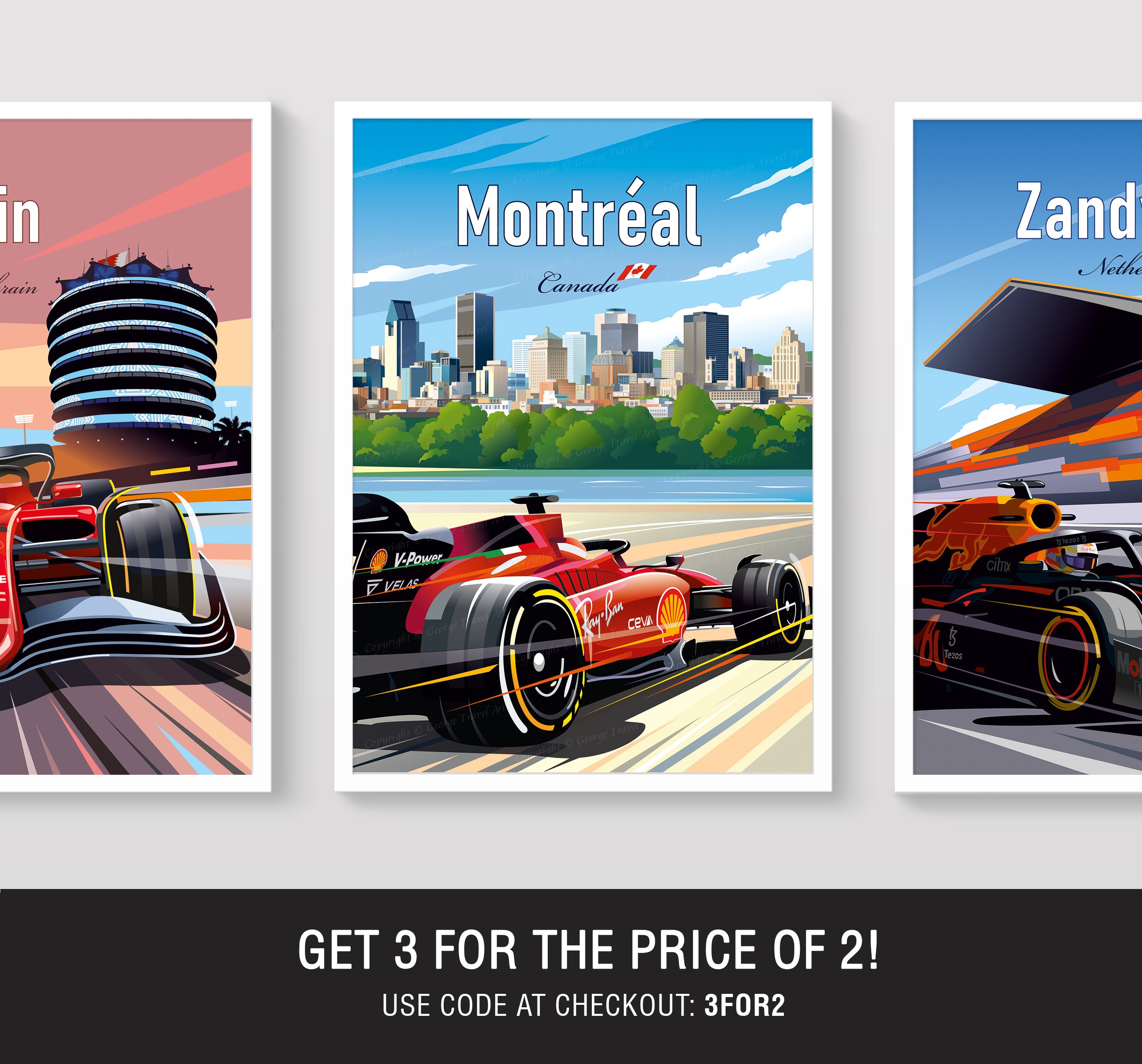 Montréal F1 Poster | Ferrari Formula 1 Print Canadian GP Wall Art