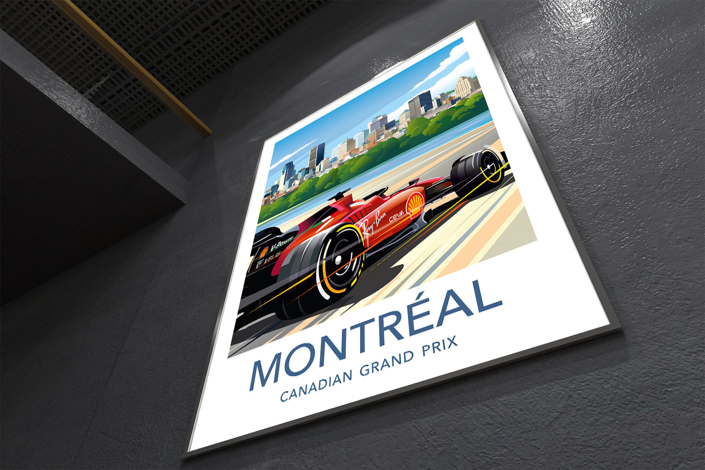 Montreal Formula 1 poster featuring Ferrari at Canadian Grand Prix – wall art print
