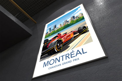 Montreal Formula 1 poster featuring Ferrari at Canadian Grand Prix – wall art print