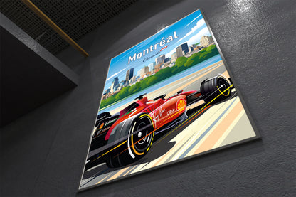 Montreal Formula 1 poster featuring Ferrari at Canadian Grand Prix circuit