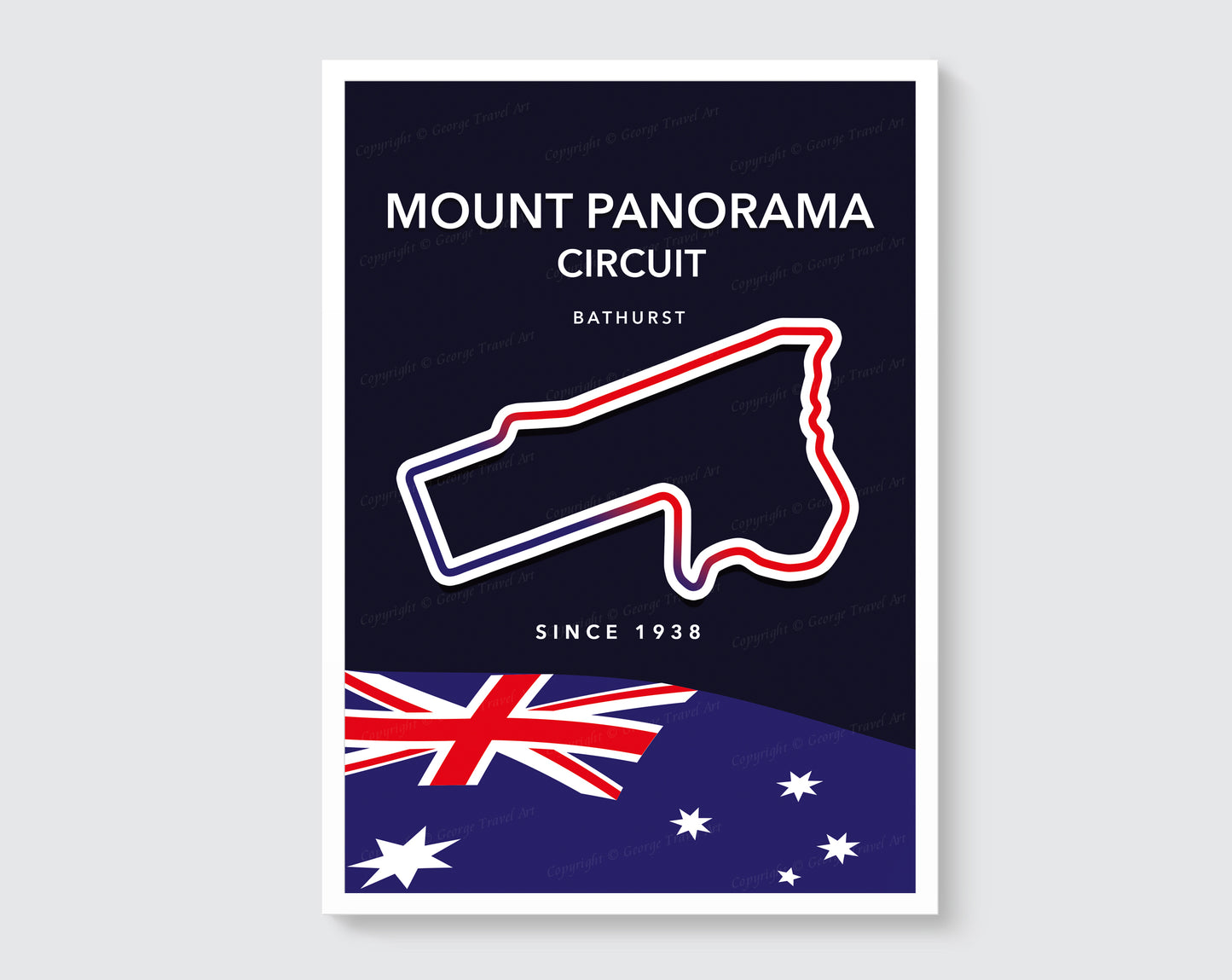 Mount Panorama circuit track map poster print – Bathurst touring car wall art