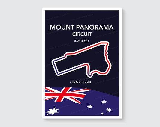 Mount Panorama circuit track map poster print – Bathurst touring car wall art