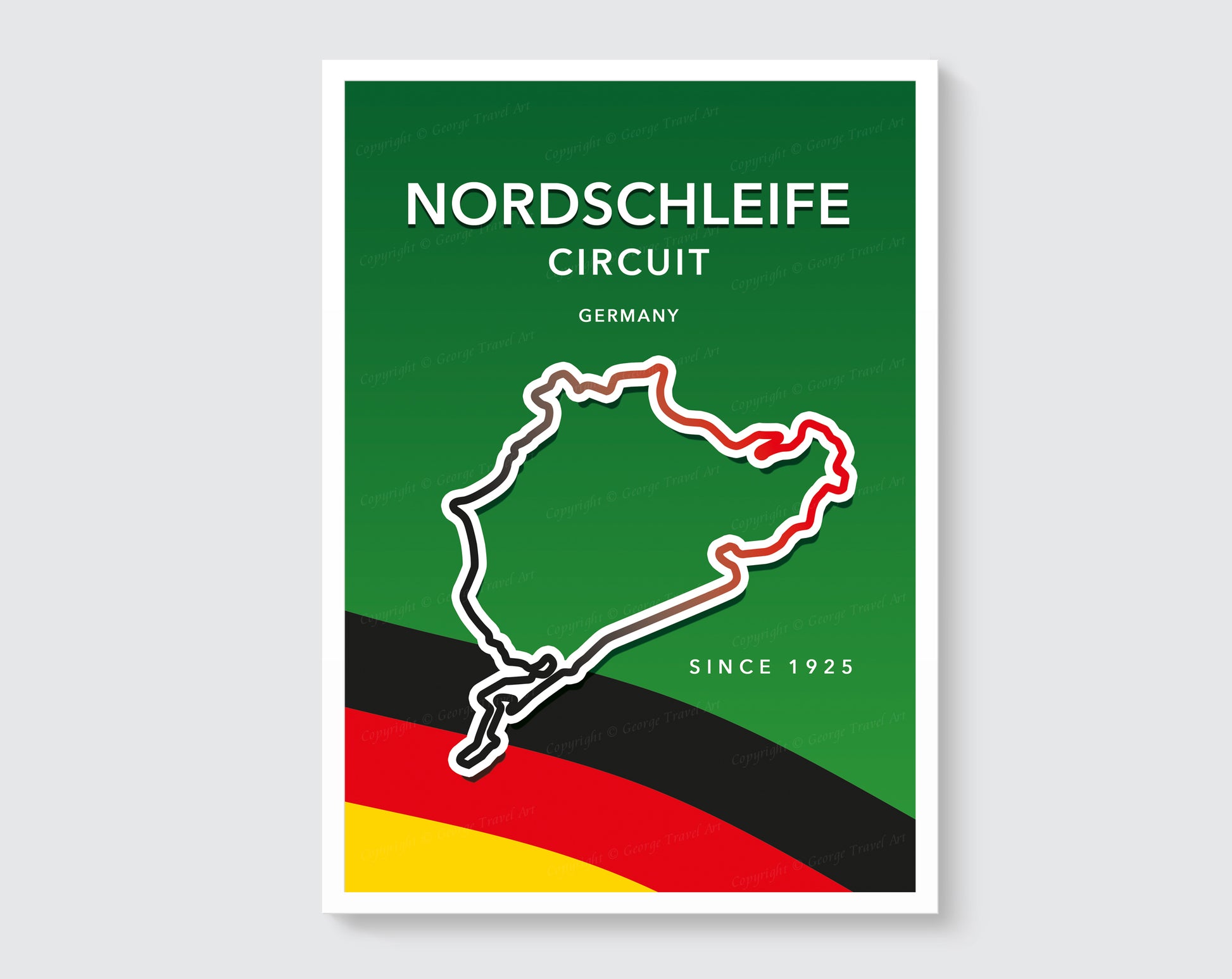 Nordschleife circuit track map poster print – endurance racing wall art