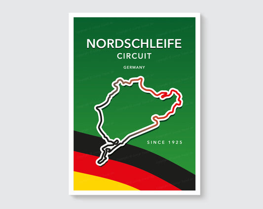 Nordschleife circuit track map poster print – endurance racing wall art