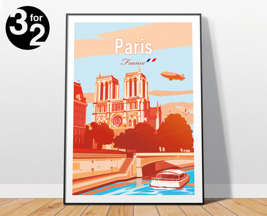 Paris Notre Dame Travel Poster / Notre Dame Travel Print