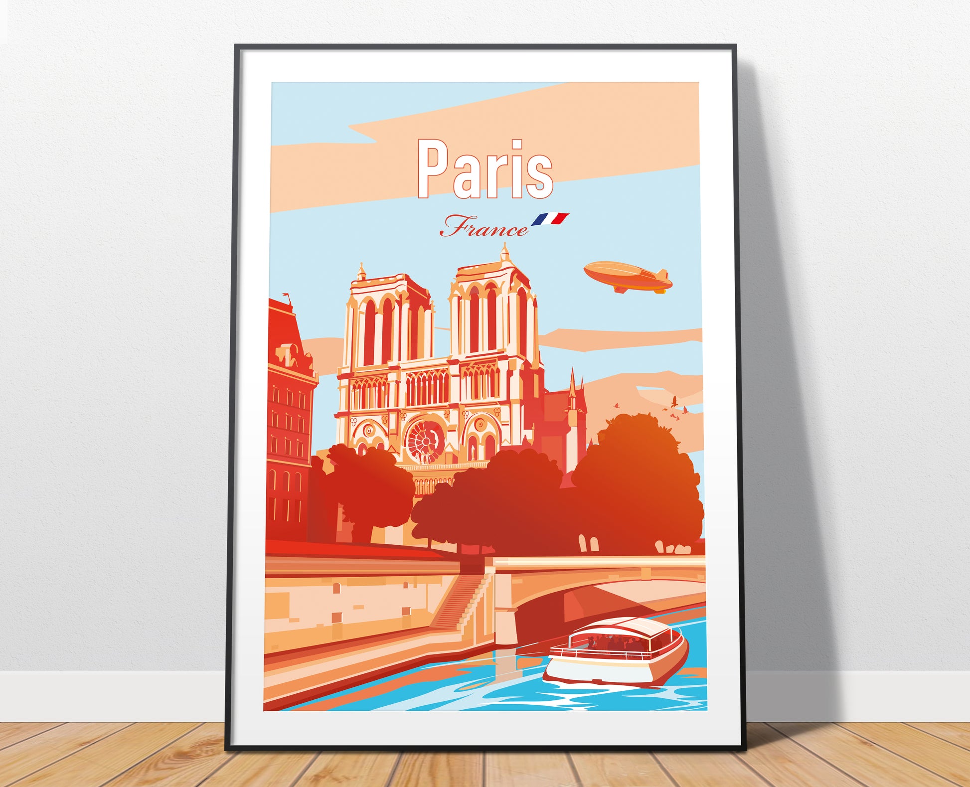 Paris Notre Dame travel poster print – France cathedral wall art
