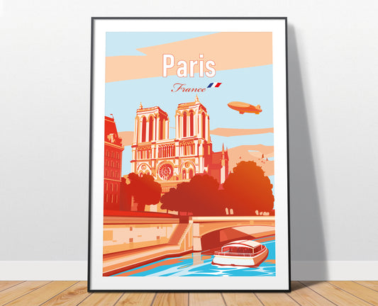 Paris Notre Dame travel poster print – France cathedral wall art