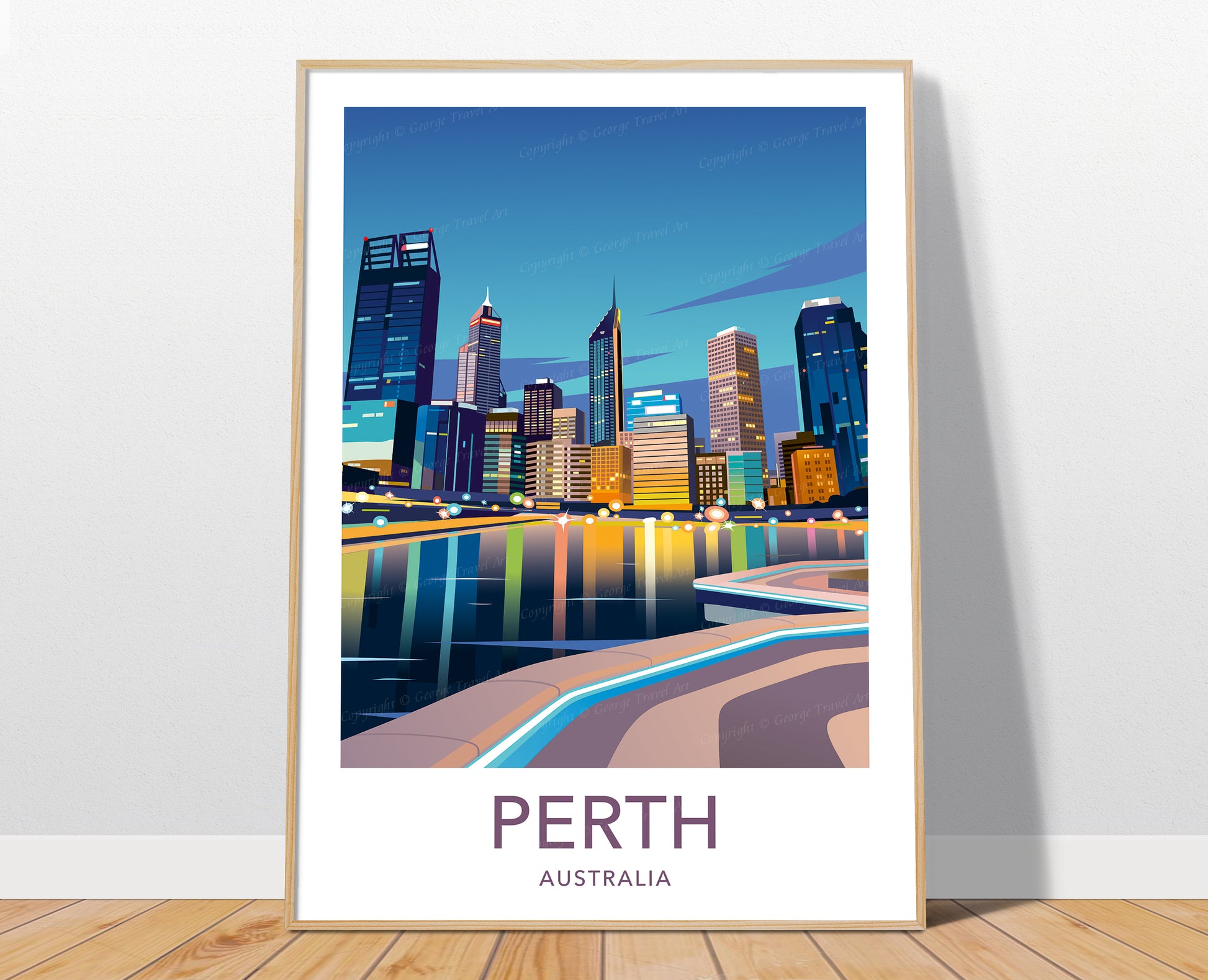 Perth travel poster print – Australia wall art