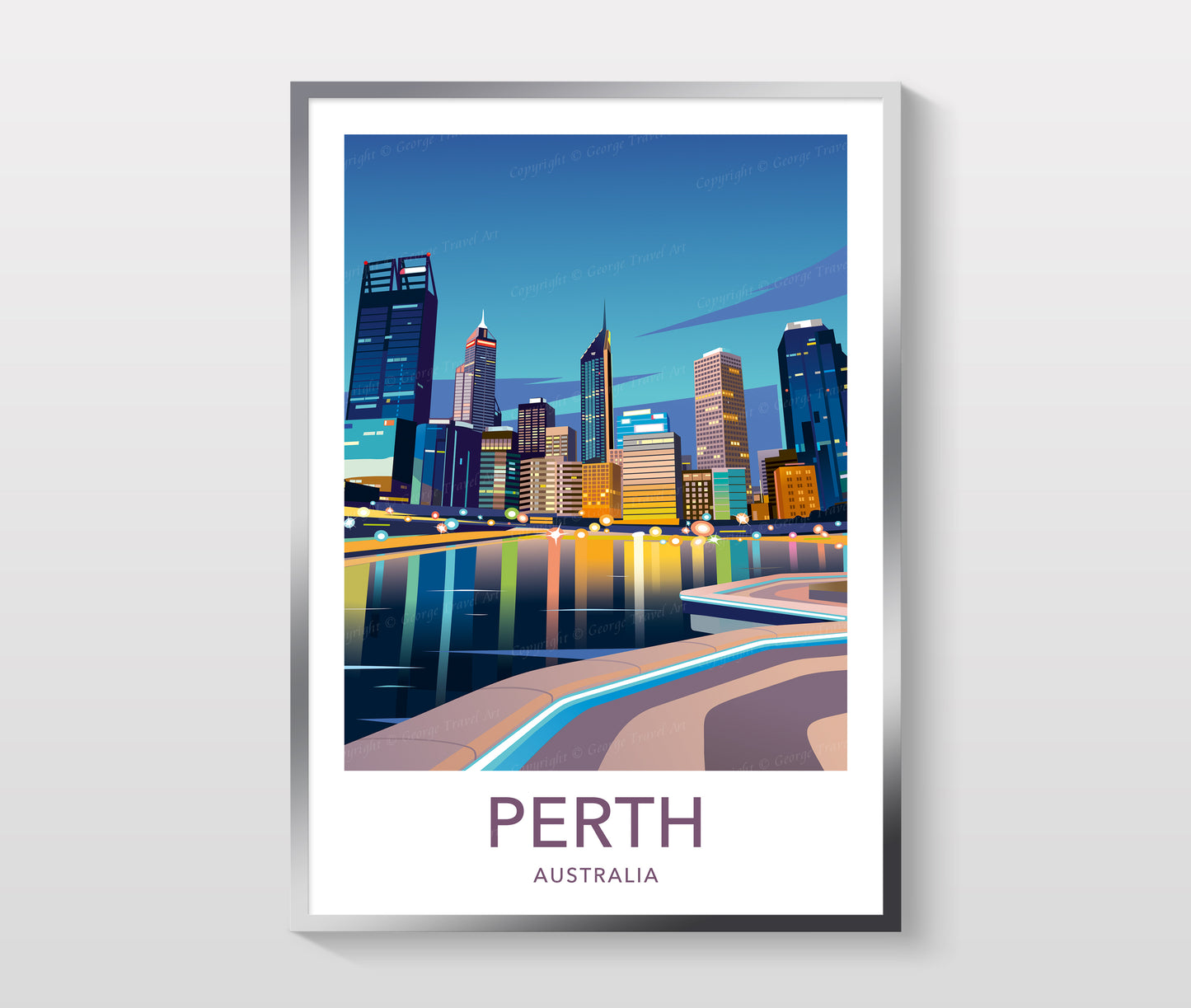 Perth Australia travel poster – wall art detail
